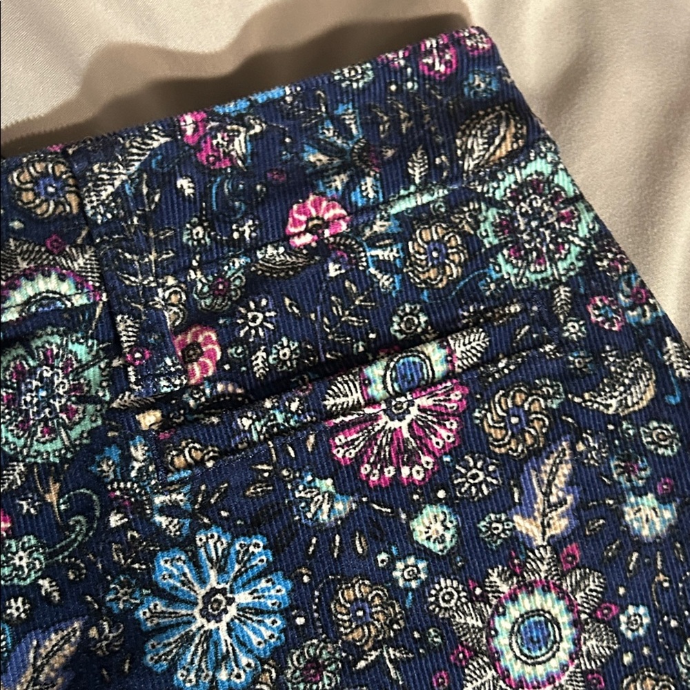 Talbots Floral A-Line Corduroy Skirt in Navy and Pink - Picture 4 of 7